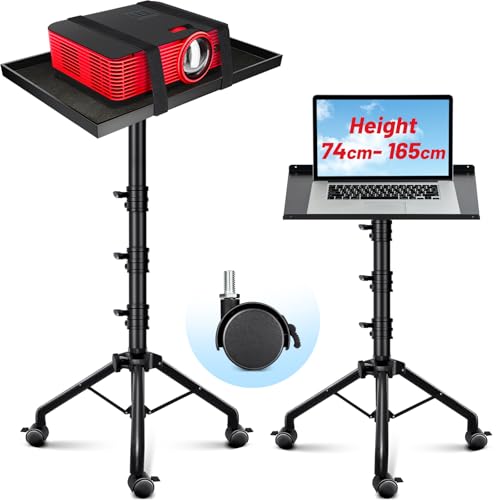 CAHAYA Support de Vidéoprojecteur Mobile Solide: Pliable, Hauteur Réglable 73,6-165 cm, Charge 10 kg, Pour Salle de Réunion et Home Cinéma