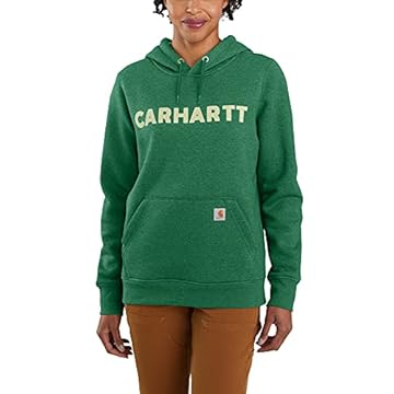 Carhartt Moletom feminino com logotipo de peso médio, estampa North Woods Heather, 1X Plus, North Woods Heather, 1X