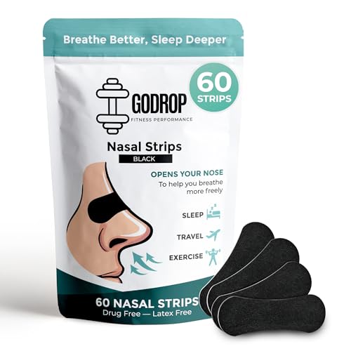 Nasal Strips (60 Count) for Better Breathing, Oil & Sweat Extra Strength Adhesive, Drug-Free Nasal...