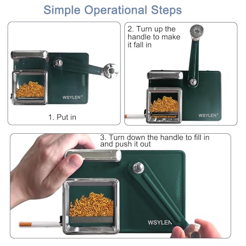 Image of Cigarette Rolling Machine, with Storage Groove, Manual Dual-Track Upgrade Cigarette Machines, Suitable for 8.0 MM Diameter Size Cigarettes (80-100MM Lengths), Dark Green