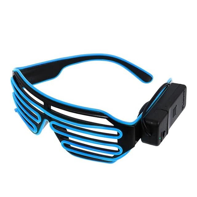 Gizelle LED Light Up Neon Shutter Glasses Wireless Flashing Party Eyeglasses Neon Glow In Dark Illuminated Frames For Disco Christmas DJ Costume Party Favors Blue - Image 2