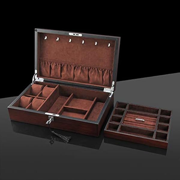 Houten horlogekast met sluiting, multifunctionele bewaarsieraden, armbanden, halskettingen, ringen of andere kleine voorwerpen