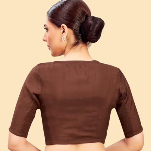 Image of Studio Shringaar Women's Cotton Stretchable (Smocked) Readymade Saree Blouse