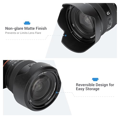 Image of JJC ALC-SH174 Bayonet Reversible Lens Hood Shade for Sony FE 20-70mm F4 G SEL2070G Lens, Replaces Sony ALC-SH174 Lens Hood, Allows to Attach 72mm Filter & Lens Cap, No Vignetting