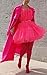 Ruffle Short Tulle Mini Homecoming Dress for Junior Cocktail Party Formal Gown with Bow Fuchsia XS