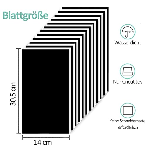 TAOYIO Smart Iron On für Cricut Joy, 14cm x 30.5cm Plotterfolie Textil, Flexfolie Plotter Textil, Leicht zu Schneiden & Jäten, für DIY T-Shirt, Stoffe, Kleidung Bügelfolie, 15 Stück