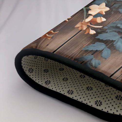 Tapis de salon lavable et antidérapant à motif fleuri bois rustique 183x122cm