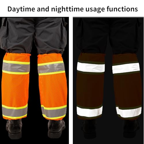 High Visibility Reflective Unisex-adult Work Leg Gaiter,Hi Vis Reflective Classic Two-tone Mesh Leg Gaiters 5