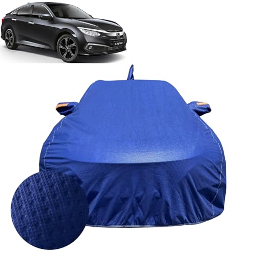 Image of Car Cover for Honda Civic (2019-2021) | 100% Waterproof Cover with Reflective Mirror Pockets | Dustproof, Scratchproof, Heatproof Honda Civic Car Cover |Soft Cotton Lining| Blue