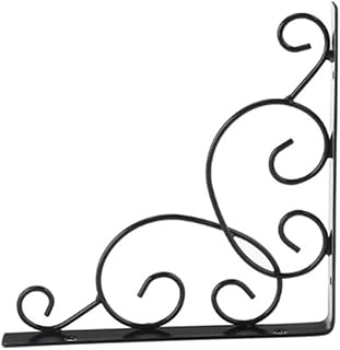 DOITOOL Floral Brackets Shelf Brackets 2PCS Iron Decorative Hanging Brackets Shelf Brackets Wall Mounted Floral Shelf Brackets - Black Iron Brackets