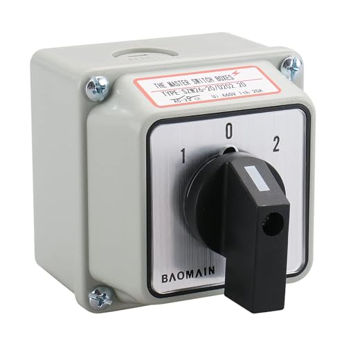 Baomain Universal Rotary Changeover Switch SZW26-20/D202.2D-S with Small Master Switch Exterior Box 660V 20A 3 Position 2 Phase (2.6