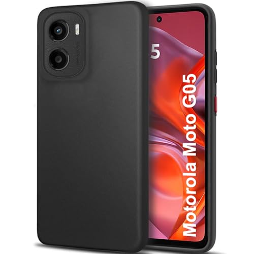 Image of TheGiftKart Sleek Back Cover Case for Motorola Moto G05 | Slim Fit Protective Design | Ultra Matte Finish | Camera Protection Bump | Soft Silicon Back Cover for Motorola Moto G05 (Silicone, Black)