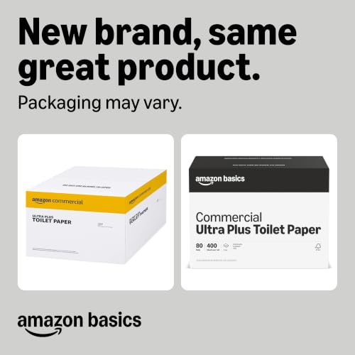 Image of Amazon Basics 2-Ply Ultra Plus Toilet Paper, Bath Tissue, Soft and Strong, Septic Safe, Unscented, 400 Sheets per Roll, 80 Individually Wrapped Rolls for Business Use (Previouly AmazonCommercial)