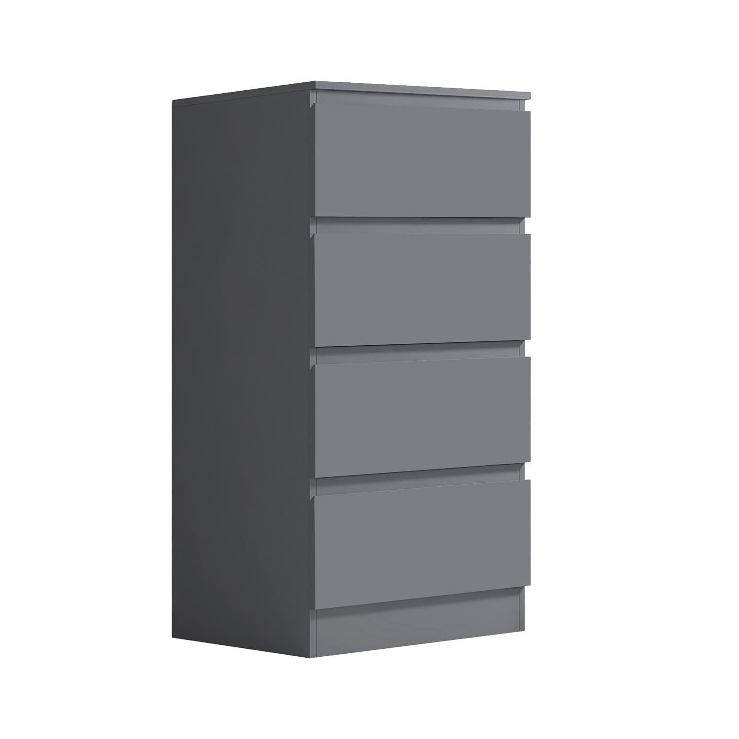 FWStyle Slimline 4 Drawer Chest Bedroom Furniture Matt Grey Finish H99 x W40 x D40cm