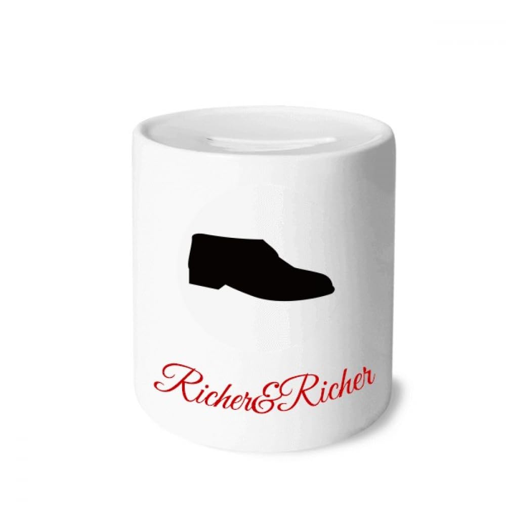 Tirelire en cuir noir homme boîte de rangement monnaie et billets motif chaussures