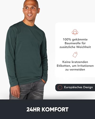 FM London 3er-Pack T Shirt Herren, Langarmshirt Herren - Bequeme Passform, Hochwertiger Stoff, Superweiche Baumwolle mit Rundhalsausschnitt – Bild 3