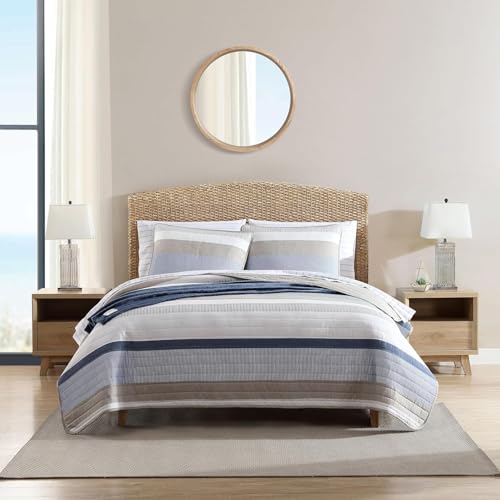 Courtepointe King Nautica coton réversible bleu