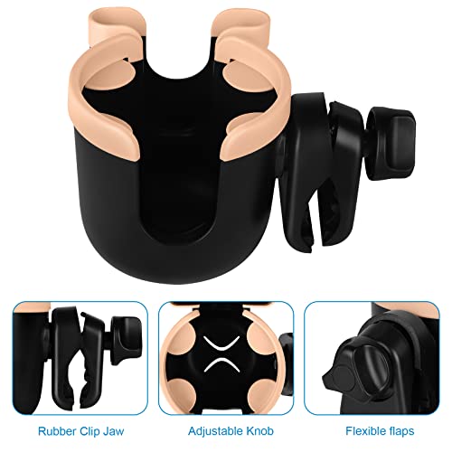 Image of Accmor Stroller Cup Holder with Phone Holder, Bike Cup Holder, Universal Cup Holder for Uppababy Nuna Doona Strollers, 2-in-1 Cup Holder for Walker, Wheelchair, Scooter