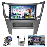 Realdio Android Car Stereo for Subaru Legacy Outback 2010 2011 2012 2013 2014 with 9 Inch Touch Screen Wireless CarPlay Android Auto Bluetooth 2GB+64GB EQ 26UI Split Screen AHD Rear Camera