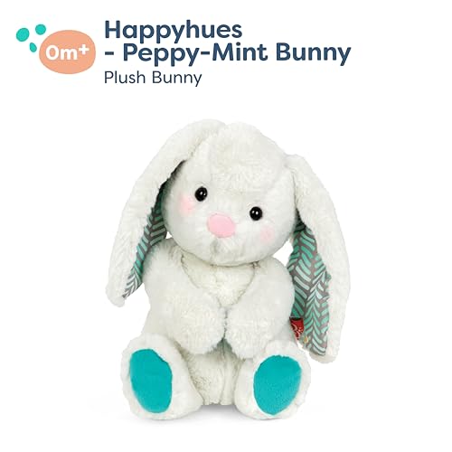 Image of B. toys Happyhues Peppy-Mint Bunny Stuffed Animal, Washable, Ice Grey Bunny