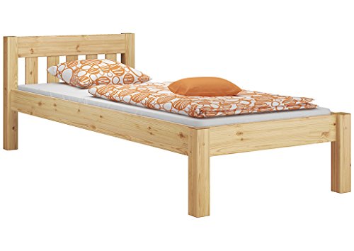 Erst-Holz®Einzelbett Futonbett 100x200 Bettrahmen Massivholz Kieferbett Natur Rollrost Matratze 60.38-10FLM