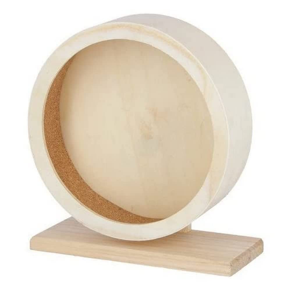 Rueda Kerbl 81787 de madera para hámster con superficie de corcho cerrada para un agarre seguro, 22 cm de diámetro