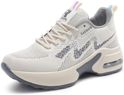 GSLMOLN Women’s Fashion Chunky Sneakers Lace-up Athletic Casual Mesh Knit Comfortable Breathable Walking Shoes 8 CM Height Increased Air Cushion Non Slip