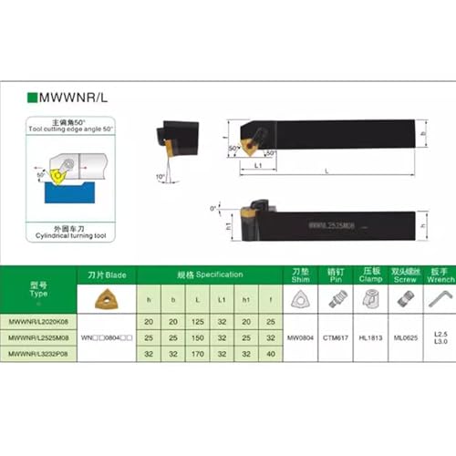 Portaherramientas para Torno MWWNL2020K08 Carburo 1 pza miniatura 5