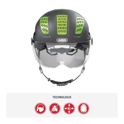 Foto von ABUS Stadthelm Hyban 2.0 ACE - Fahrradhelm mit Visier, Licht und ABS-Hartschale - für Damen und Herren - Grau (titan), Größe XL