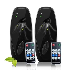 (2-pack) Automatic Air Freshener Spray Dispenser, Wall Mounted or Freestanding Sprayer Holder, Multiple Time Settings, Commercial and Home Use in Bathrooms, Offices, Living Rooms, etc (Black1120M-RE)