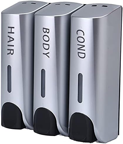 Dispensadores de ducha de baño, montaje en pared, gel de jabón, acondicionador de champú de 3 x 11.8 fl oz, dispensador de ABS, juego de jabón de