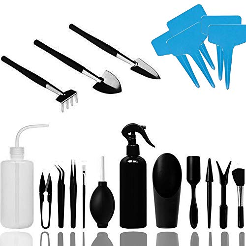 Wesdxc56 18 Pieces Succulent Plants Tools, Mini Garden Hand Tools Set Transplanting Tools Miniature Planting Gardening Tool Set for Indoor Miniature Fairy Garden Plant Care