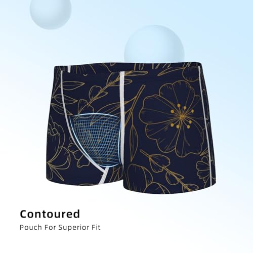 Boys' Cotton Boxer Brief Soft Underwear-Copper-Gold Gloss Outline Flower4