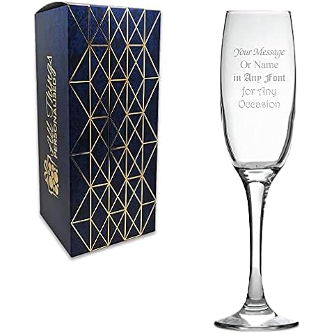Personalised Engraved 7.7oz Aria Champagne Flute, Personalise with Any Message for Any Occasion, Stylize from Various Fonts, Gift Box Included, Laser Engraved Cover