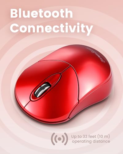 Image of Perixx PERIMICE-802R Bluetooth Wireless Mouse - Compact Portable Design for Windows, macOS, iOS, and Android - 1200 DPI Optical Sensor - Red