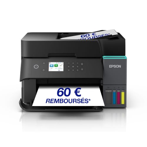 Epson EcoTank ET-3950 Imprimante à Réservoirs D’Encre | Télétravail | Wi-FI | A4 | Imprimer, Copier & Numériser en Recto Verso Auto | Écran LCD 6,1cm | ADF 35 Feuilles | Jusqu’à 3 Ans d’Encre Inclus
