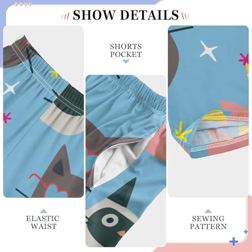 Cat in Hat Boys Pants Boys Athletic Pants Long Pant for Boywith Pockets Wide-Leg Size 6-14Y4