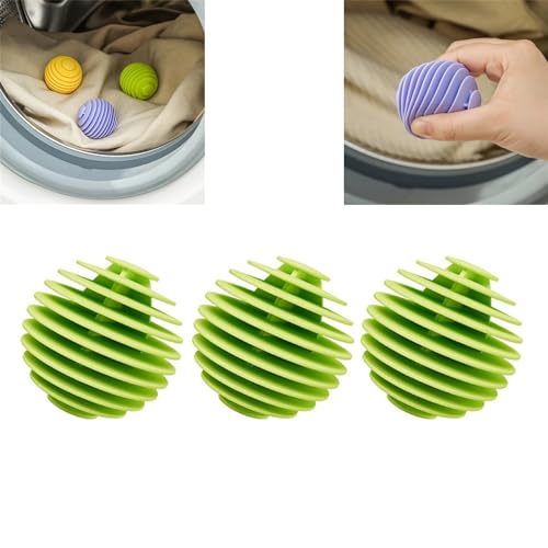 NOELAMOUR ランドリーボール 洗濯ボール ドライヤーボール 3個セット ドラム式 洗濯機 乾燥機 絡まない (グリーン×3)