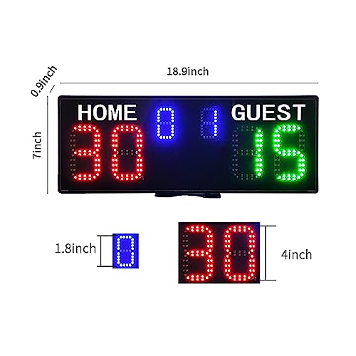 Marcador digital para pared, reloj electrónico de puntuación con control remoto, zumbido y cinco niveles ajustables de brillo, para bádminton, tenis de mesa, voleibol, fútbol, tenis y más miniatura 5