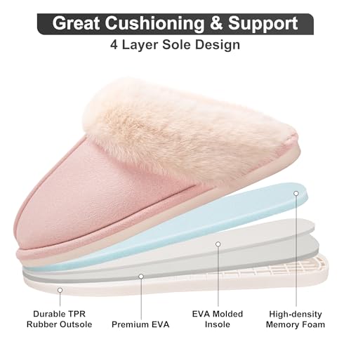 Metog Women's House Slippers Fluffy Soft Warm Slip On Bedroom Shoes Anti-Skid Cozy Plush for Indoor Outdoor4