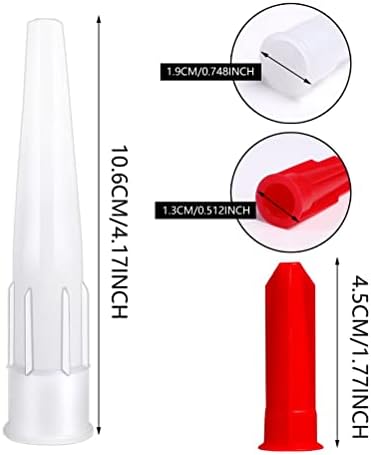 12 Pieces Spare Silicone Sealant Nozzles, Silicone Tube Nozzle Sealant Caulk Caps Resealable Silicone Cartridge Nozzles with 12 Pcs Red Nozzle Caps for Bathroom Kitchen Finishing Sealing
