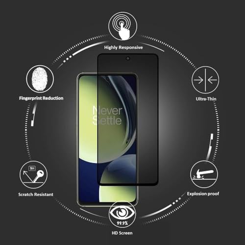 Image of Premium Grade Privacy Tempered Glass Screen Protector Guard for Oneplus Nord CE 3 Lite / C55 / N55 / C53 / C67 5G / Redmi 12 5G (Pack of 1) Anti-Spy /Anti-Peeping 9H Hardness