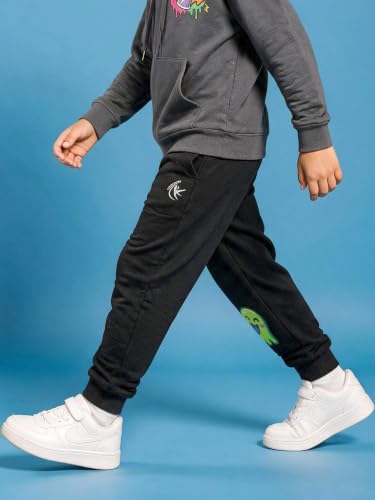 Image of KiddoPanti Boys Solid Fleece Track Pants | Cotton Poly Fleece Fabric | Ankle Length Bottom Rib | 2 Front Patch Pocket | Elastic Waist & Drawcord | Jogger Track Pants for Boys