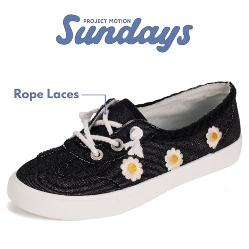 Image of Sundays Canvas Sneakers Women - Memory Foam Insole with Breathable Canvas Shoes for Women Footwear - Non-Slip with Lightweight and Comfortable Womens Sneakers