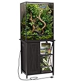 Herture 45-67 Gallon Reptile Tank Stand with Power Outlet, Terrarium Stand with Storage Cabinet, 24' Wx18 D Tabletop, Reptile Terrarium, Black PG12XYB