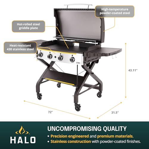 Image of HALO Elite4B Outdoor Griddle | 4 Burner, 8 Cooking Zones | 720 sq. in. (36″ x 20″) Wind-Proof Cooking Surface | Propane Gas Grill | HZ-1001-XNA