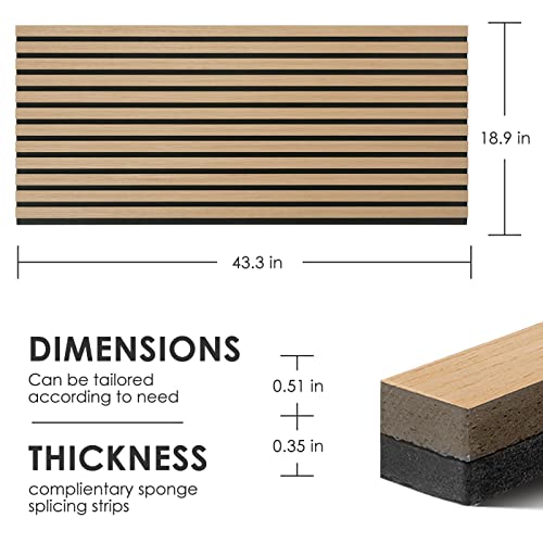 Acoustic Wood Veneer Slat Panels For Interior Wall And Ceilings Décor | 3D Seamless Spliced Wood Wall Panels | Sound Absorbing Decorative Panels | Luxury Real Wood | Natural Oak X 2 Pack #TOP4