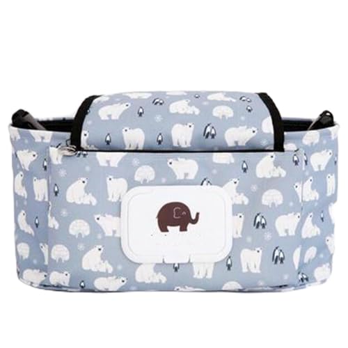 Poussette Organisateur, Grand Capacité Prame Accessoires Sac Organizer, Sac de rangement indispensable pour bébé,Bleu