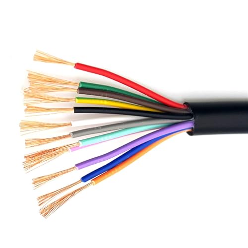 Outdoor Extension 18AWG 0.75mm Control Signal Wire 2 Core 3 Core to 16 Core 20 Core Pins Black Cable Wiring Solar sheathed(8 Cores 3 Meters)