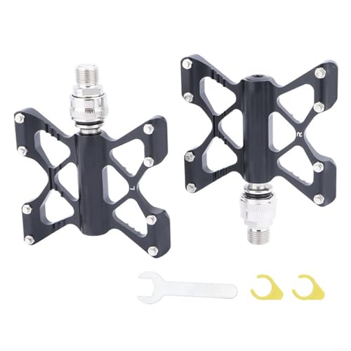 Allthingstore Pedal de liberación rápida, pedales de bicicleta de aleación de aluminio, rodamiento sellado DU de aleación de aluminio antideslizante ensanchado, corte CNC, 114 x 94 mm (parte trasera)